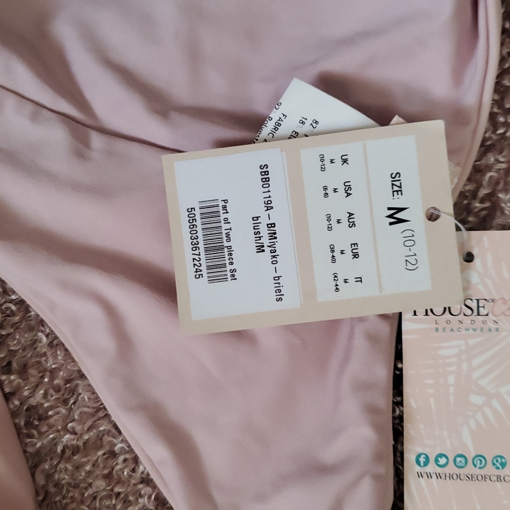 House of Cb Miyako Pink Color Thong Bikini Bottoms Medium - Picture 7 of 8